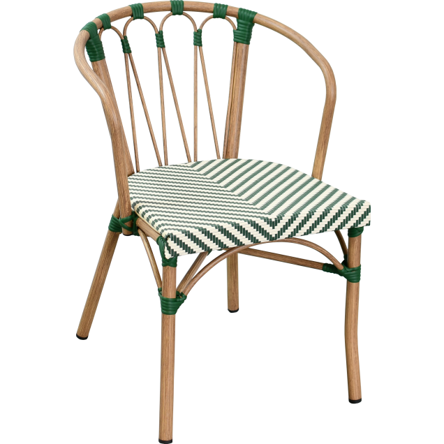 Silla de bar JARNAC de aluminio, ratán y textilene