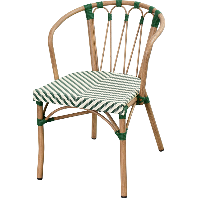 Silla de bar JARNAC de aluminio, ratán y textilene