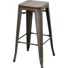 Barhocker CLICHY aus Vintage-Stahl und Massivholz
