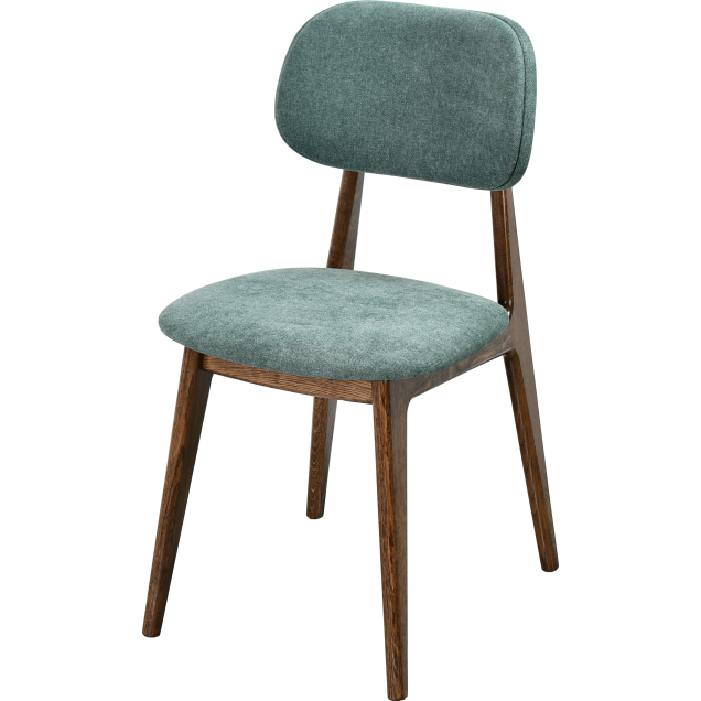 Gepolsterter Stuhl „Mayac“ aus massiver Buche in Graublau, Neo Chic