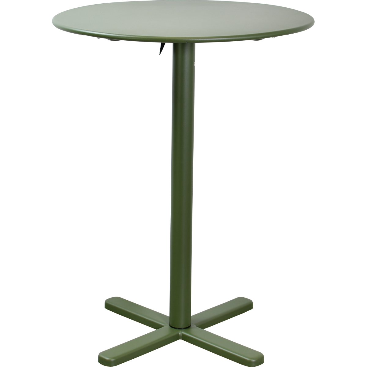Buitentafel DARWIN-R80 MD van metaal in militairgroen voor op het terras