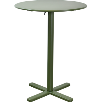 Buitentafel DARWIN-R80 MD van metaal in militairgroen voor op het terras