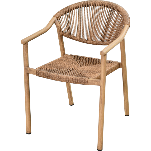 Fauteuil VINAX aluminium rotin tressage effet corde
