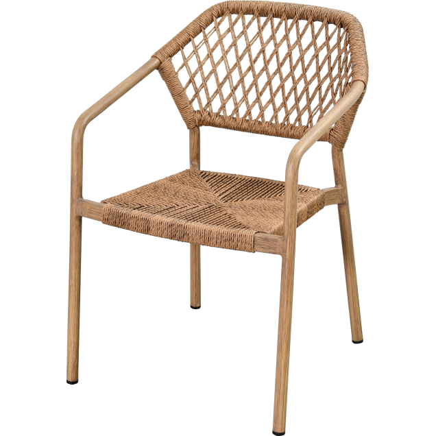 Fauteuil URCEL aluminium rotin tressage effet corde 