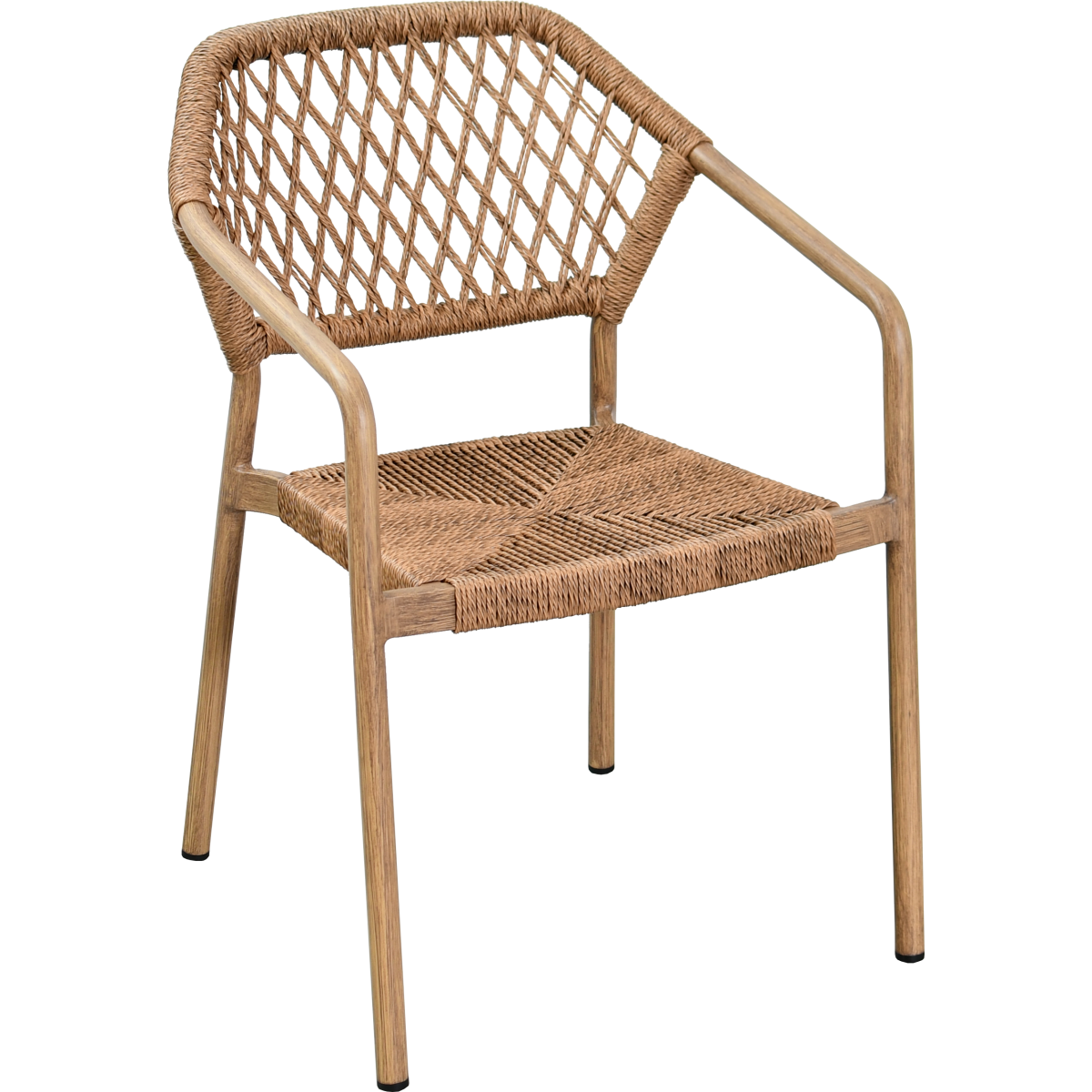 Fauteuil URCEL aluminium rotin tressage effet corde 
