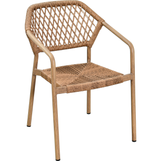 Fauteuil URCEL aluminium rotin tressage effet corde 